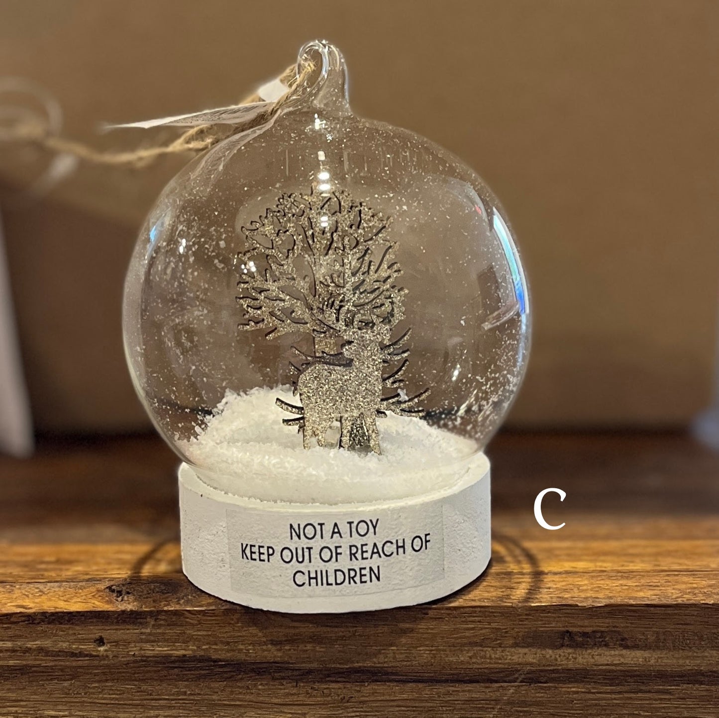 Ornament - Snow Globe Gold Glitter Deer - Findlay Rowe Designs