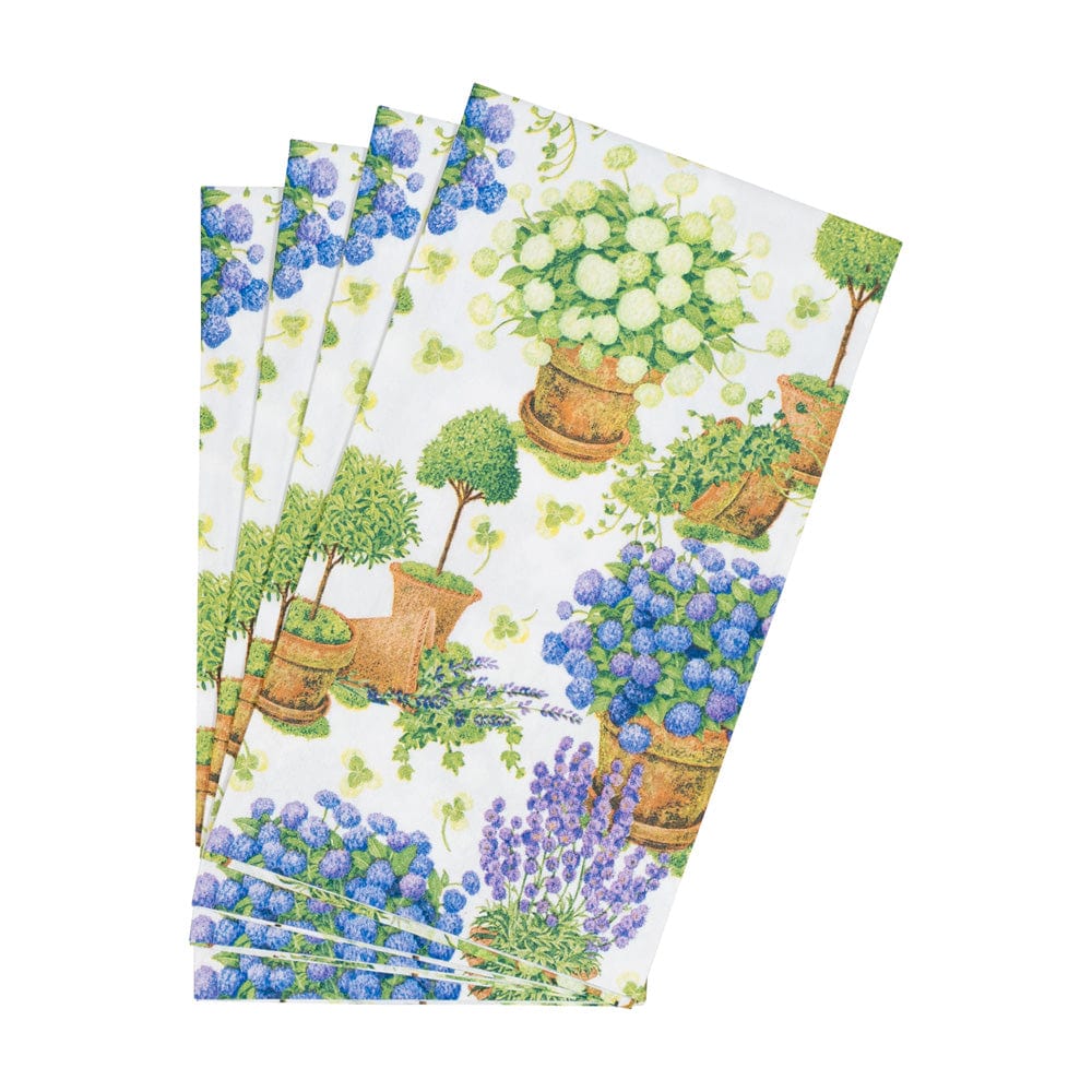 Caspari - Guest Towel Napkins - Potted Hydrangeas