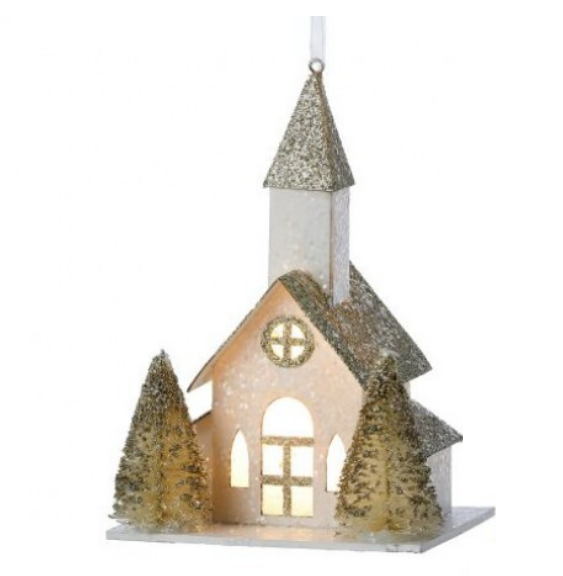 Ornament  - Light Up LED Church - Findlay Rowe Designs