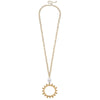 Melanie Long Studded Metal Circle Necklace in Worn Gold - Findlay Rowe Designs