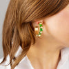 Jenna Chunky Enamel Studded Metal Hoop Earrings in Green - Findlay Rowe Designs