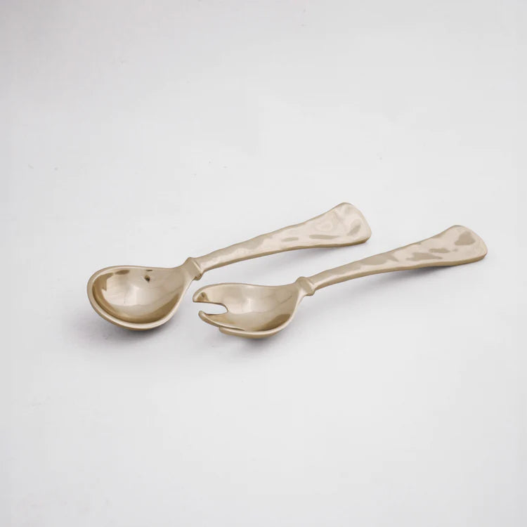 Beatriz Ball - Sierra Modern Large Salad Servers (Shiny Gold) - Findlay Rowe Designs