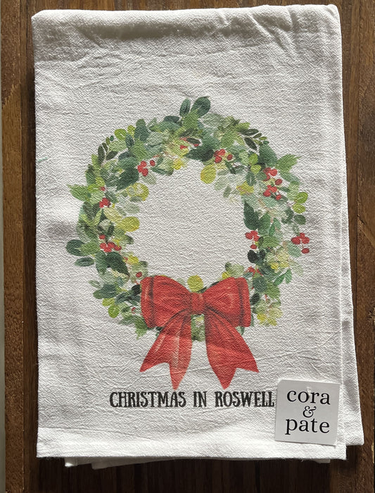 Cora and Pate - Towel - Wreath - Christmas in Roswell - Findlay Rowe Designs