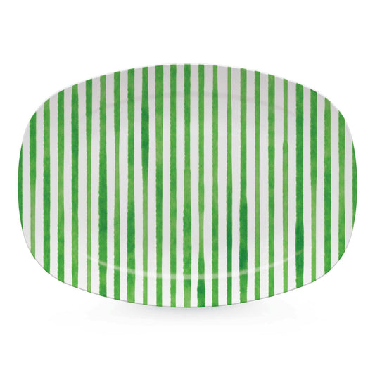 Mariposa - Dark Green Simple Stripes Platter