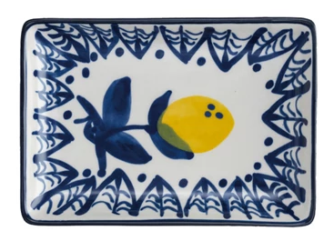 Appetizer Plate - Lemon Blue and White