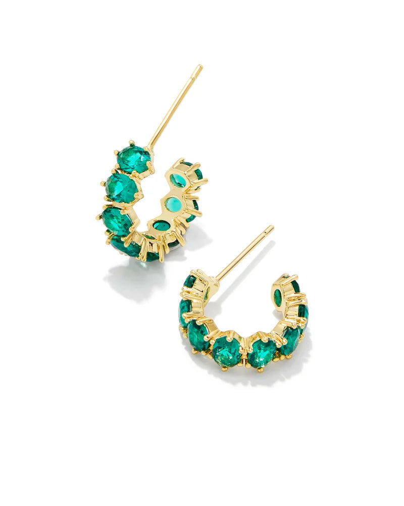 Kendra Scott - Earrings - Cailin Gold Huggie - Green Crystal - Findlay Rowe Designs