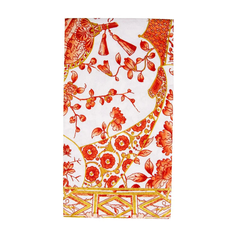 Caspari - Guest Towel Napkins - Gilded Porcelain Coral - Findlay Rowe Designs