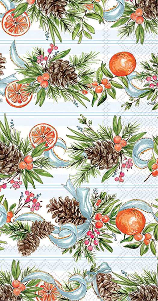 Rosanne Beck - Guest Towel Napkin - Pinecones And Ribbons - Findlay Rowe Designs