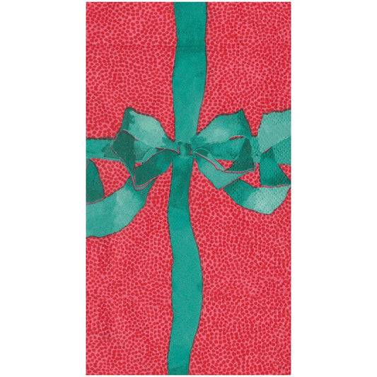 Caspari - Guest Towel Napkins - Tied With A Bow Red & Spruce - Findlay Rowe Designs