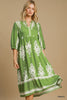 Dress - Two Tone V-Neck - Green