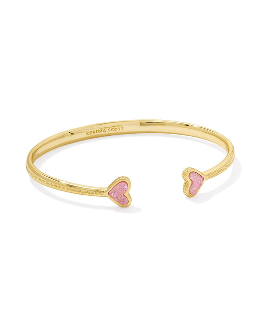 Kendra Scott - Bracelet - Ari Heart Gold Cuff  - Light Pink Drusy