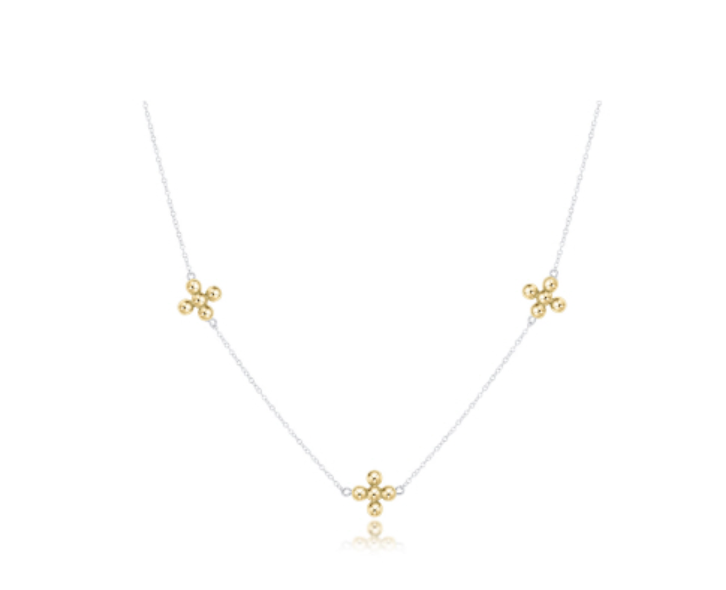 Enewton Design - Choker Simplicity Chain Sterling Mixed Metal - Classic Beaded Signature Cross Gold - Findlay Rowe Designs