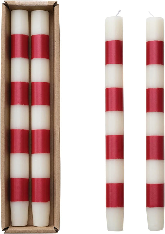 10" TAPER RED CREAM STRIPE SET/2 - Findlay Rowe Designs