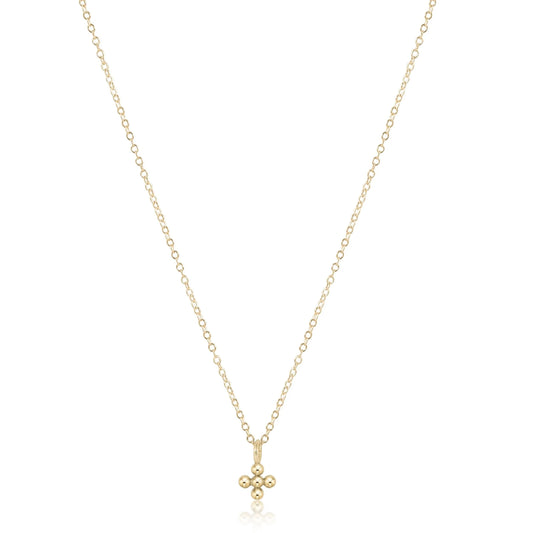 Enewton - necklace gold - classic beaded signature cross small gold charm - Findlay Rowe Designs