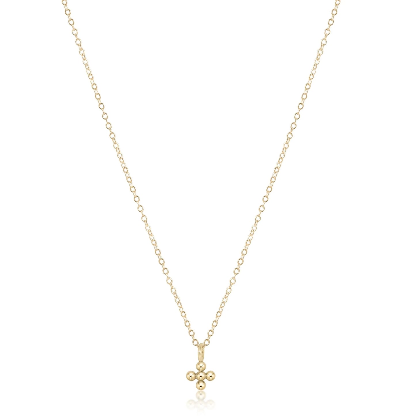 Enewton - necklace gold - classic beaded signature cross small gold charm - Findlay Rowe Designs