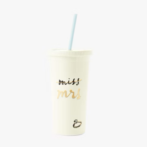 Kate Spade - Tumbler With Straw - Miss To Mrs. - Findlay Rowe Designs