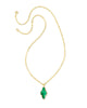 Kendra Scott - Necklace - Abbie Gold Pave Frame Large Long Pendant - Green Illusion - Findlay Rowe Designs