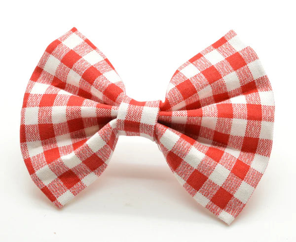 Dog Collar Accessory - Bow Tie - Gingham Check Red - Findlay Rowe Designs