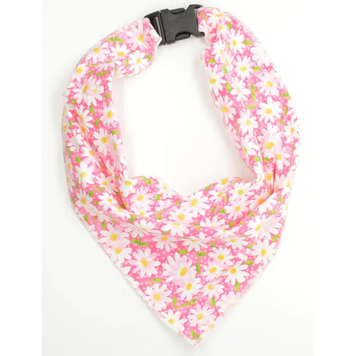 Dog Collar Accessory - Scarf -  Pink Daisy - Small