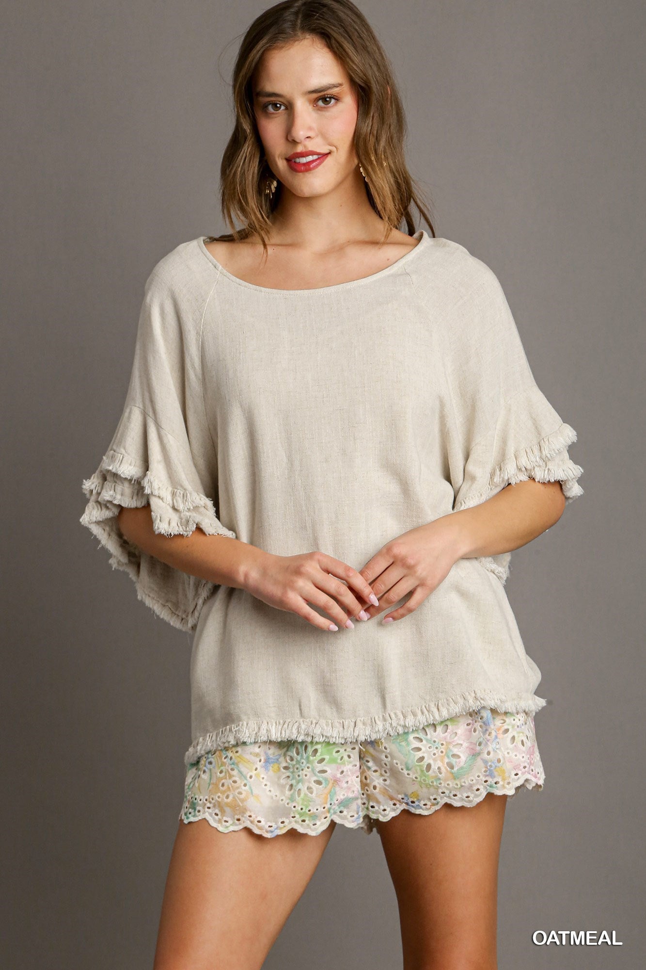 Top - Linen Layered Ruffle with Frayed Hem - Findlay Rowe Designs