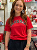 Tee Shirt - Red Short Sleeve - Black Sequin GEORGIA - Findlay Rowe Designs