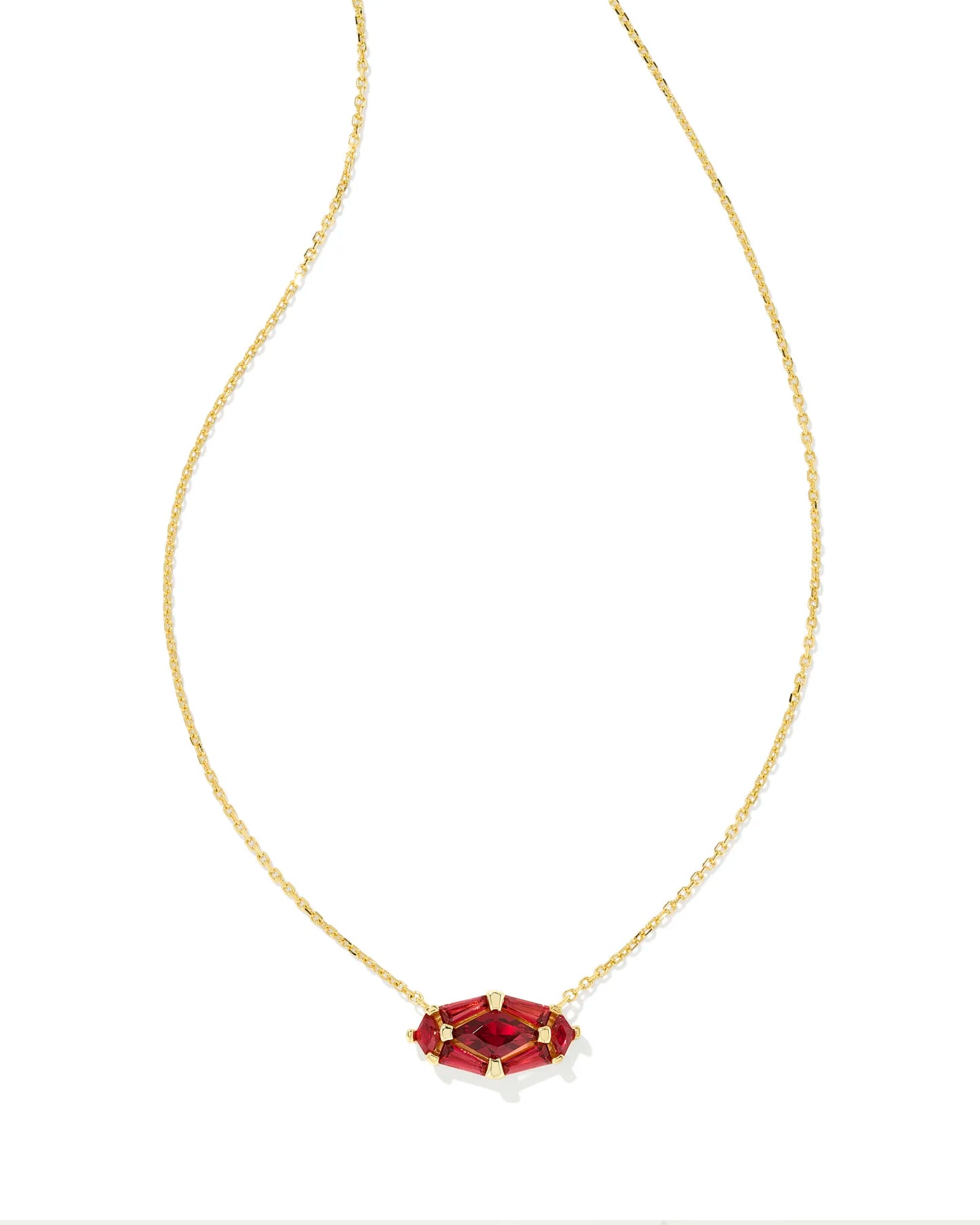 Kendra Scott - Necklace - Lindy Rae Elisa Gold Short Pendant Necklace - Red Crystal - Findlay Rowe Designs