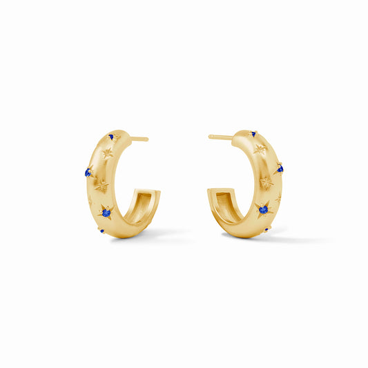 Julie Vos - Luna Stone Hoop Earring - Sapphire Blue CZ