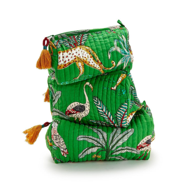 Handblock Printed Pouches - Green - Findlay Rowe Designs