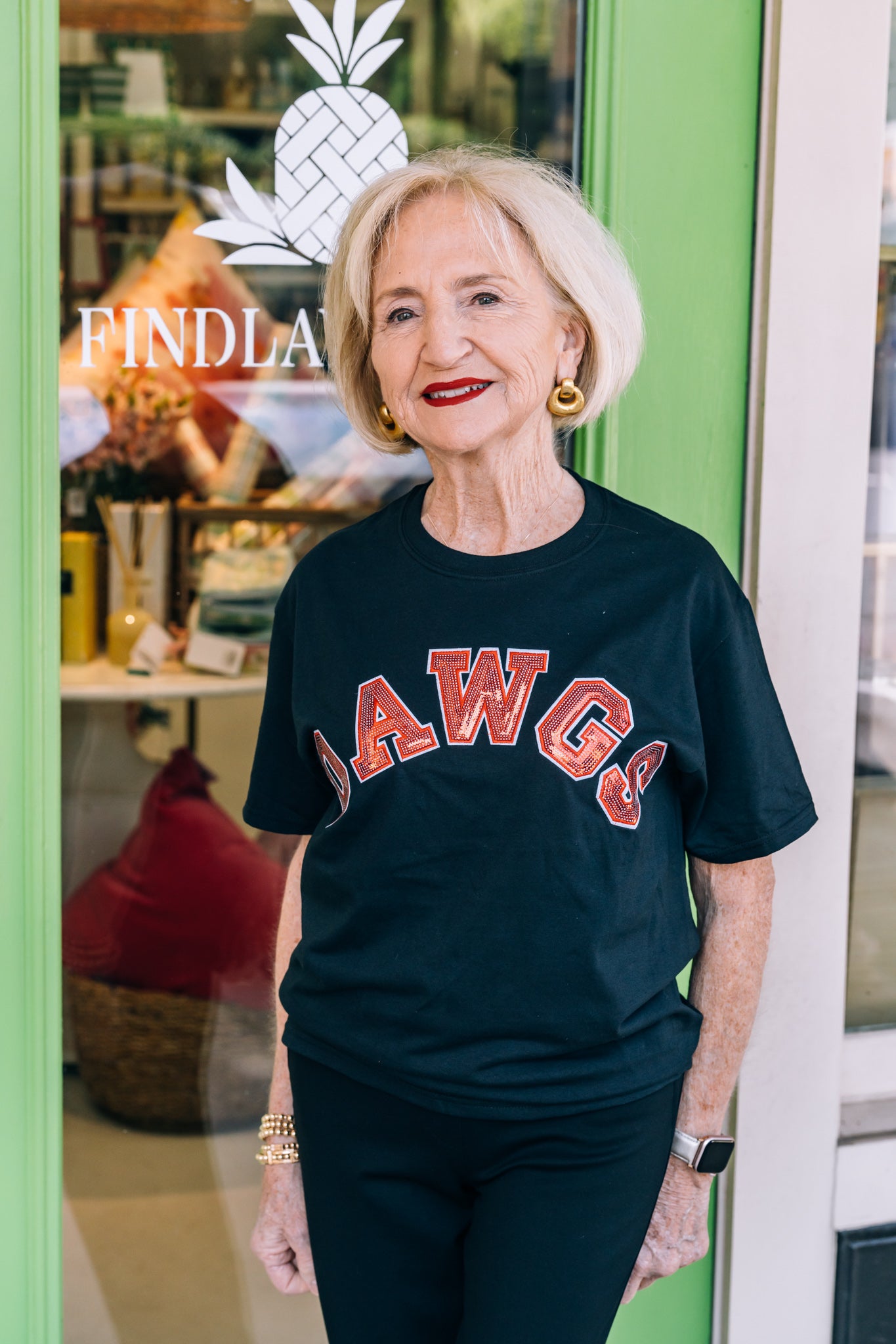 Tee Shirt - Black Short Sleeve - Red Sequin DAWGS - Findlay Rowe Designs