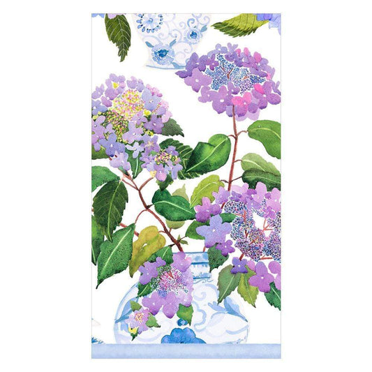 Caspari - Guest Towel Napkins - Hydrangeas and Porcelain