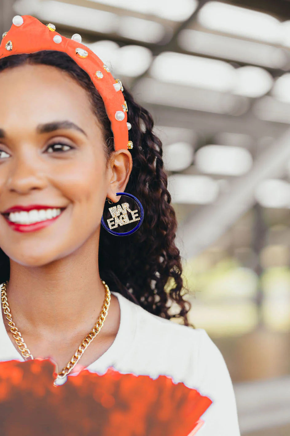 Brianna Cannon - Pavé Hoop Earrings - Auburn University - WAR EAGLE - Findlay Rowe Designs