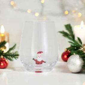 Stemless Wine Glass - Christmas Figure