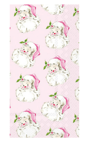 Guest Towel Napkin - Pink Santa - Findlay Rowe Designs