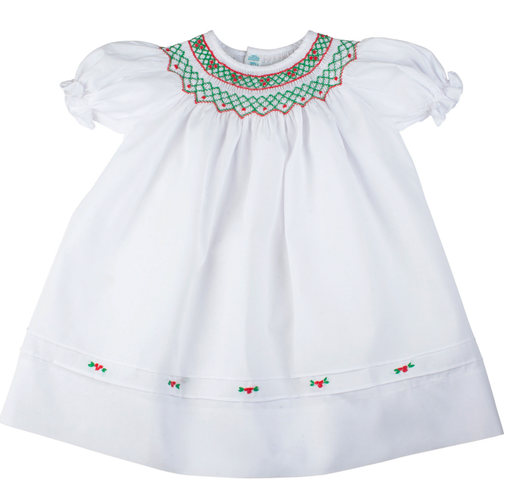 Clearance - Baby - Holiday Smocked Bishop Dress - 3Month