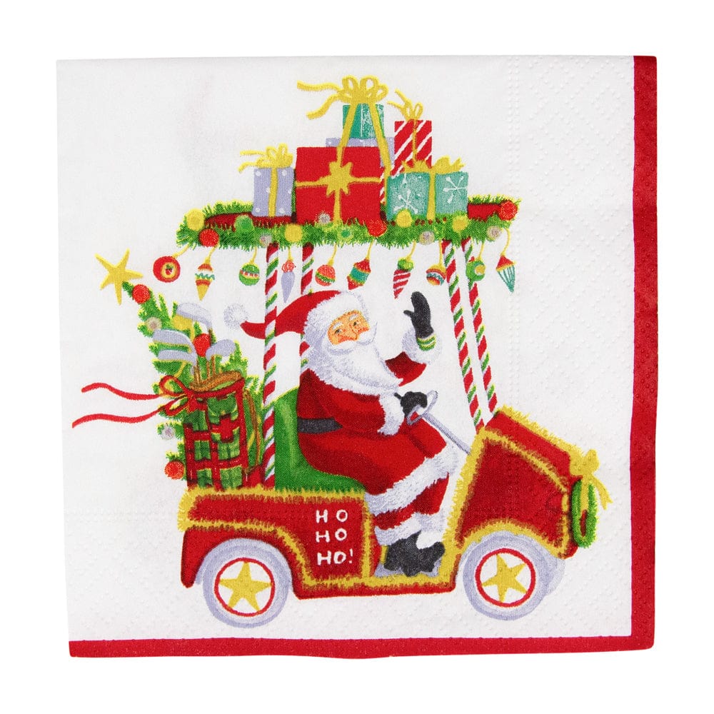 Caspari - Cocktail Napkins -Santa's Golf Cart - Findlay Rowe Designs