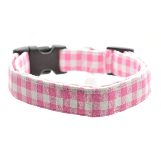 Dog Collar - Gingham - Light Pink - Small