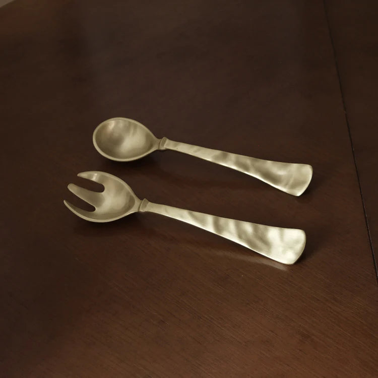 Beatriz Ball - Sierra Modern Large Salad Servers (Brushed Gold) - Findlay Rowe Designs