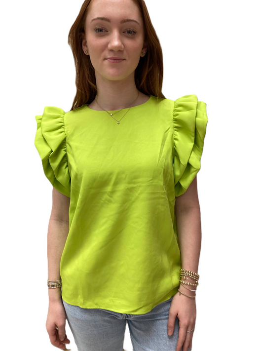 Lime Ruffled Sleeve Blouse - Findlay Rowe Designs