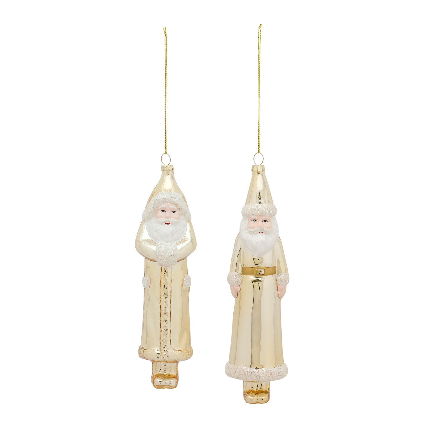 Ornament - Gold and White Glass Santa 8.75in H - Findlay Rowe Designs