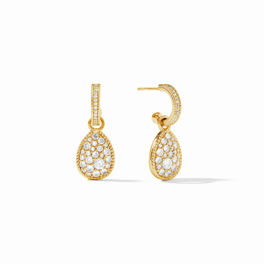 Julie Vos - Luna Teardrop Hoop Charm Earring - Cubic Zirconia,