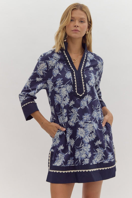 Dress - Navy Floral Mini - Findlay Rowe Designs