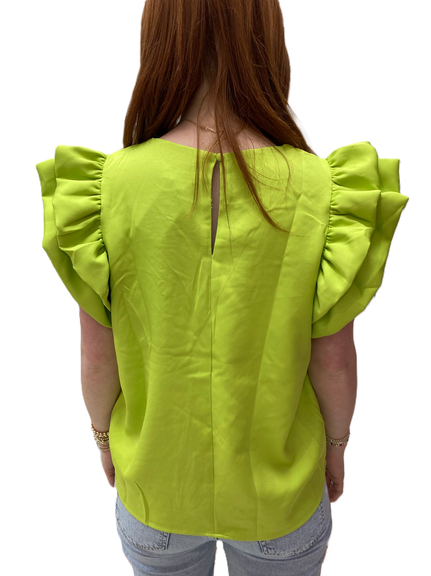 Lime Ruffled Sleeve Blouse - Findlay Rowe Designs