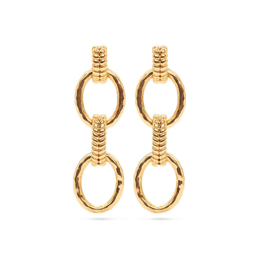 Earrings  - Cleopatra Regal Double Link - Gold