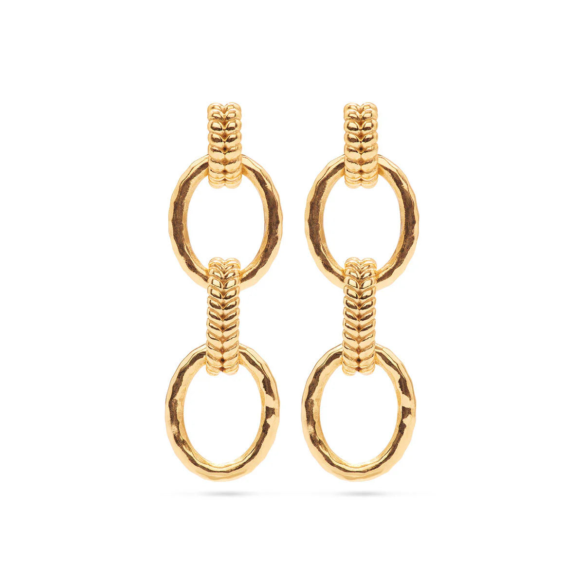 Earrings  - Cleopatra Regal Double Link - Gold