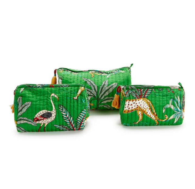 Handblock Printed Pouches - Green - Findlay Rowe Designs