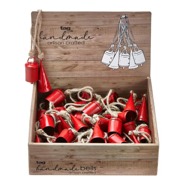 Ornament - Mini Hanging Bells - Red - Findlay Rowe Designs