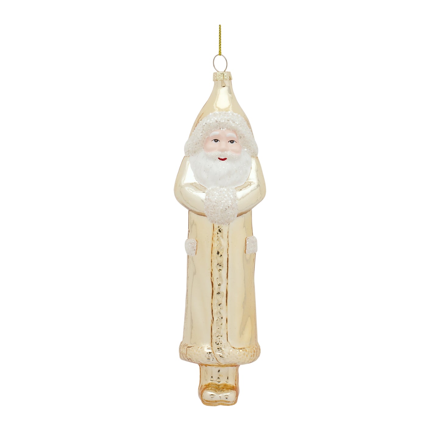 Ornament - Gold and White Glass Santa 8.75in H - Findlay Rowe Designs