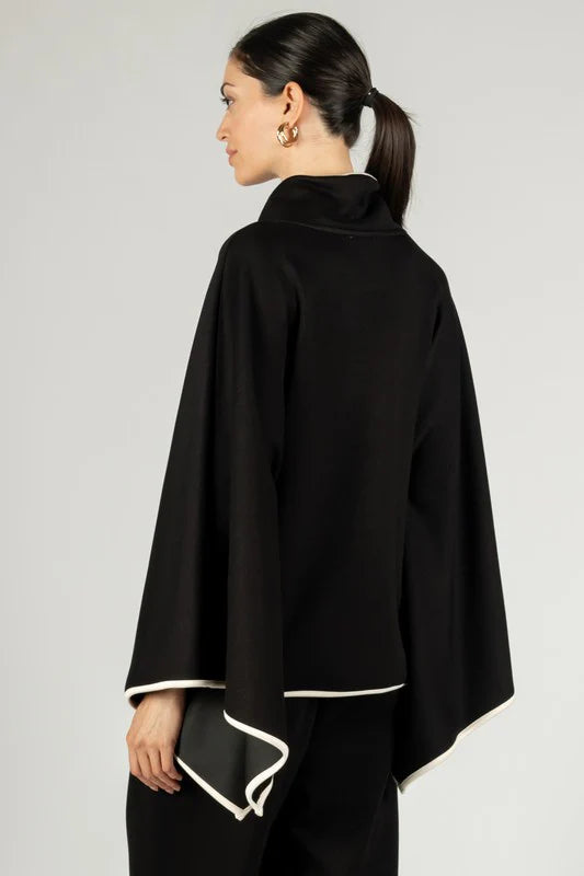 Top - Cowl Neck Poncho Modal - Black - Findlay Rowe Designs