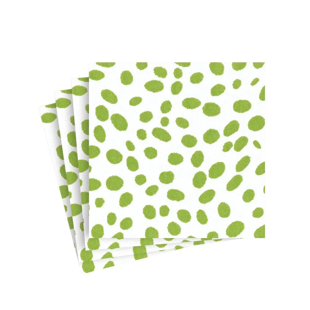 Caspari - Cocktail Napkins - Green Spots - Findlay Rowe Designs