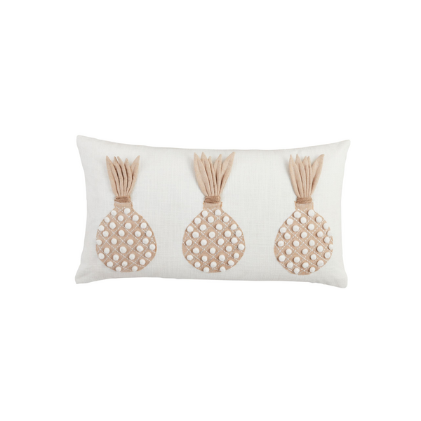 Mud Pie - Pillow - Lumbar - Pineapple with Poms